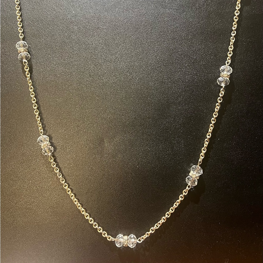 Banana Republic Classic Gold and Crystal Necklace.